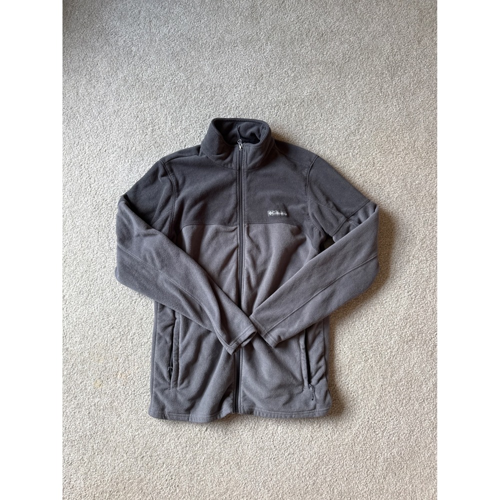 Columbia Mens Full Zip Fleece Jacket Gray Colorblock Mock Neck Large